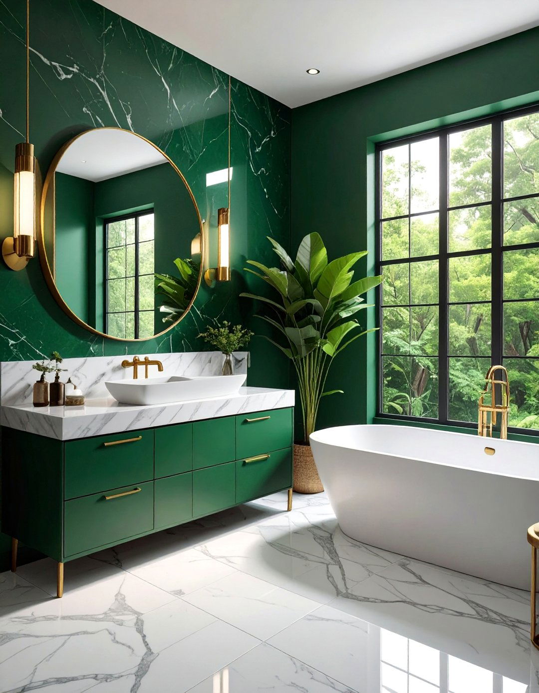 Deep Forest Green Bathroom - 40 Bathroom Paint Ideas for a Fresh New Look