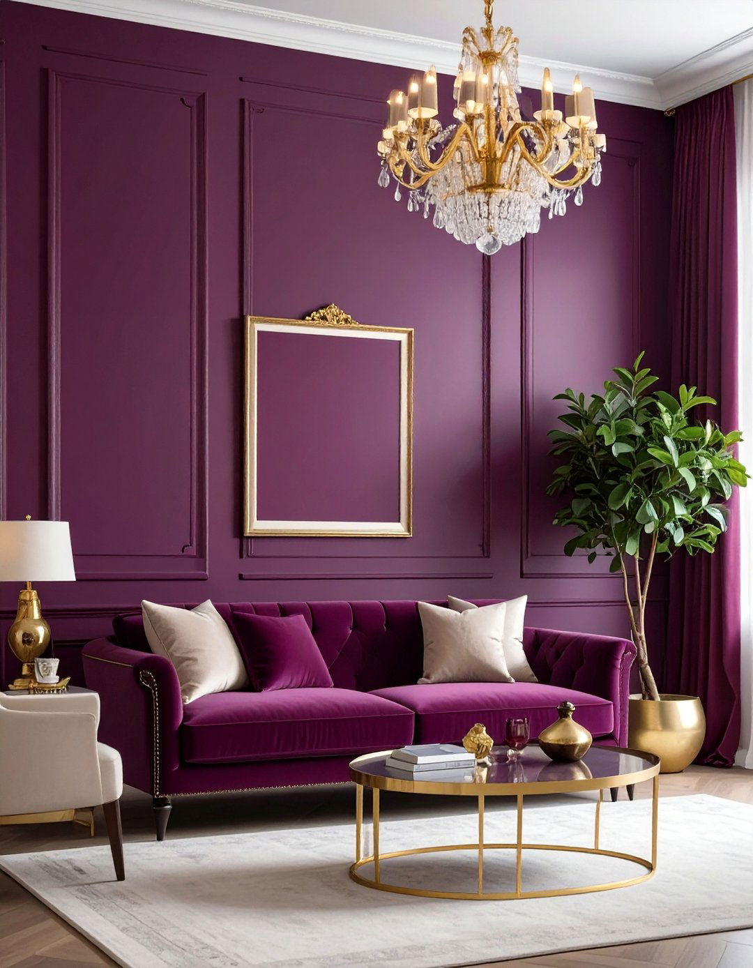 Deep Plum Paint Walls - 30 Living Room Accent Wall Ideas to Add Personality