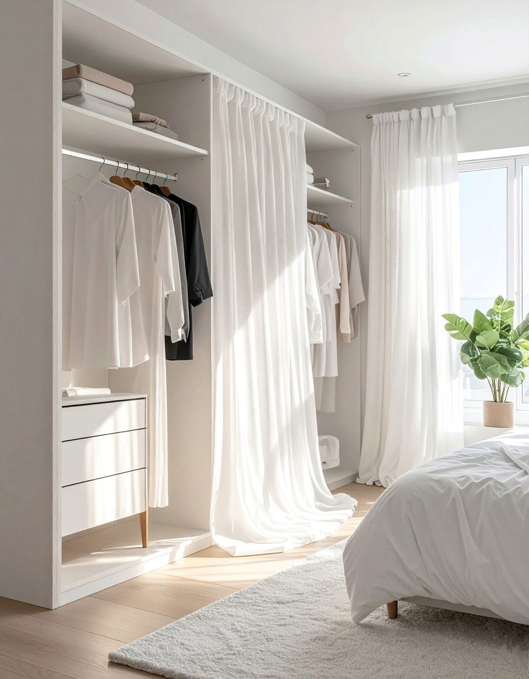 Delicate Sheer Closet Curtains - 30 Closet Curtain Ideas for Stylish Storage