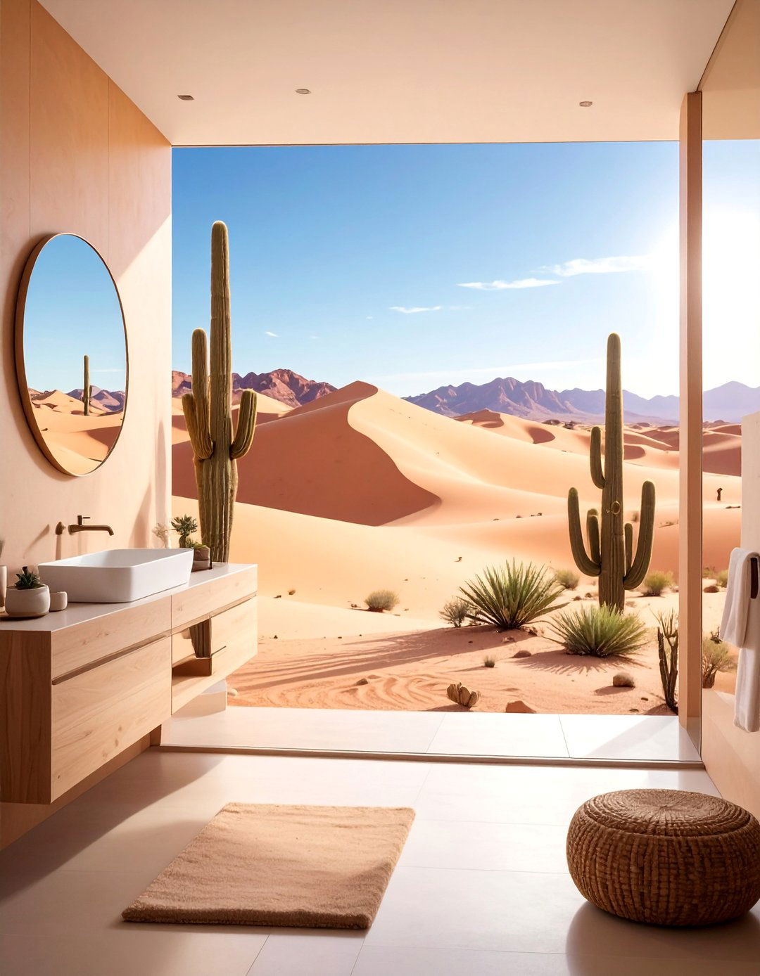 Desert Landscape Serenity - 30 Bathroom Mural Ideas to Elevate Your Decor