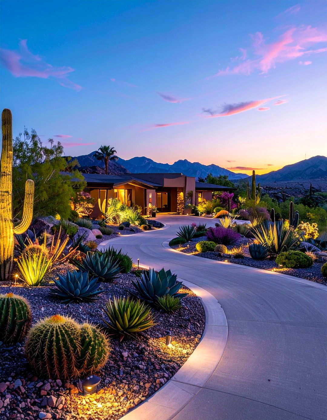 Desert Modern Xerophytic Design - 30 Circular Driveway Landscaping Ideas for Your Home