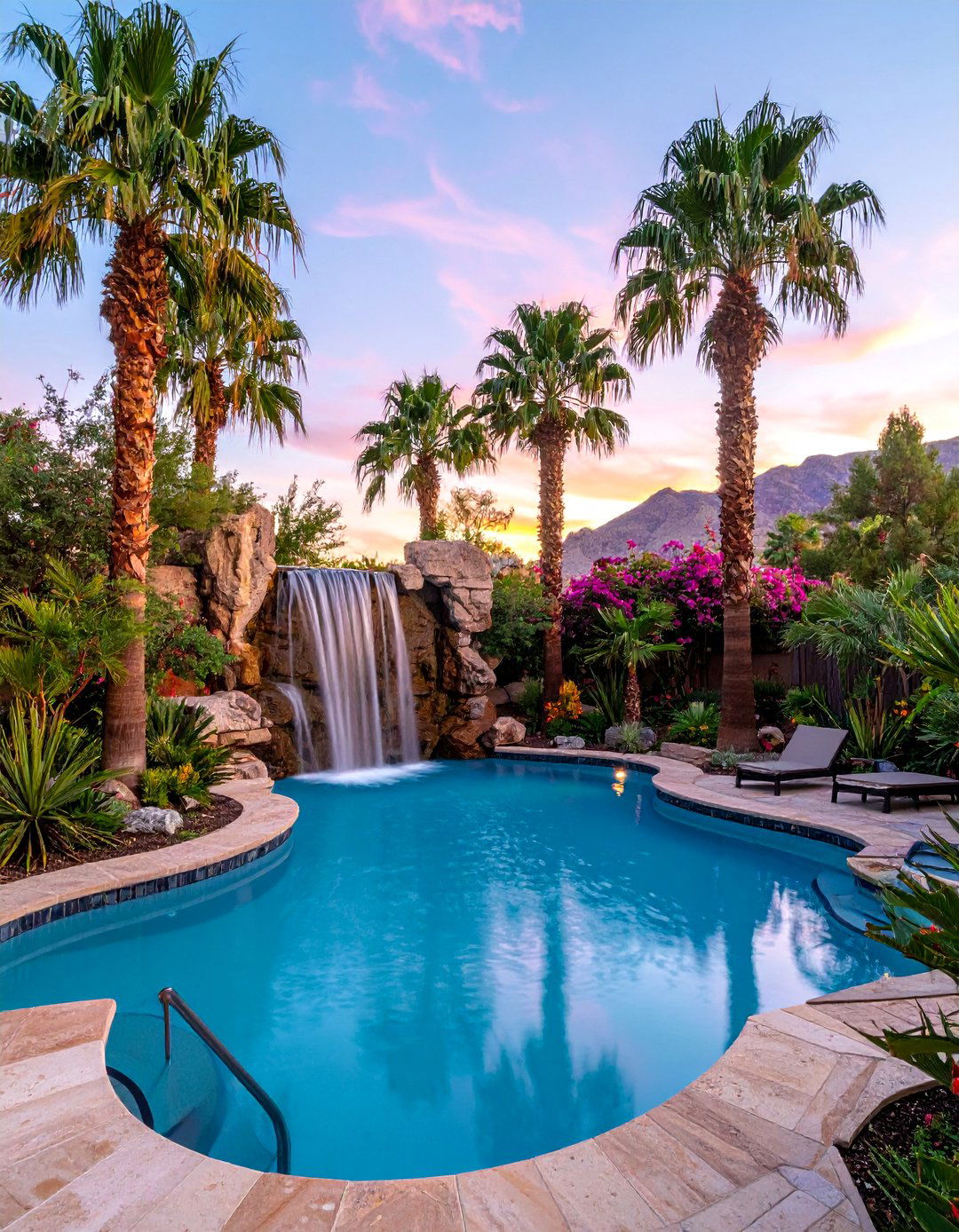 Desert Oasis Swimming Pool Design - 30 Las Vegas Backyard Landscaping Ideas for Desert Living
