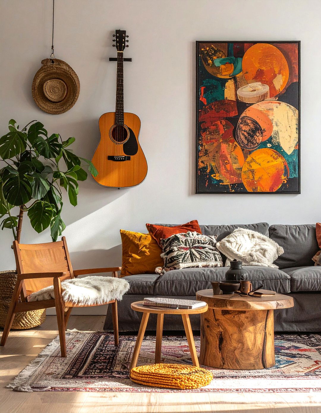 Displaying Musical Instruments as Art - 30 Bohemian Maximalist Decor Ideas for a Bold Look
