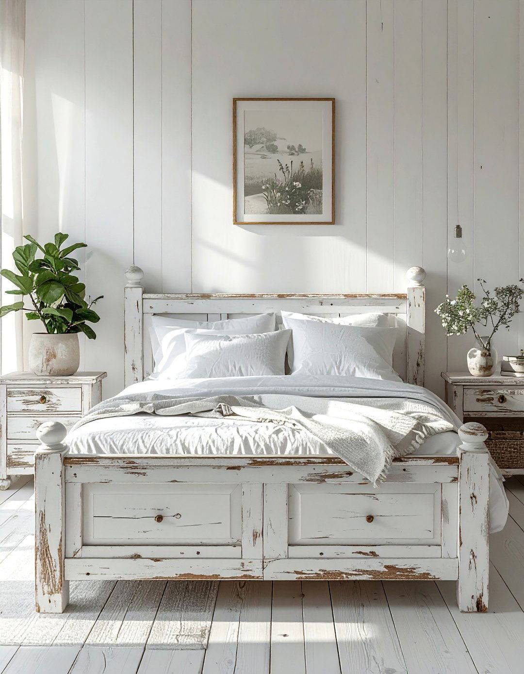 Distressed Wooden Bed Frame Revival