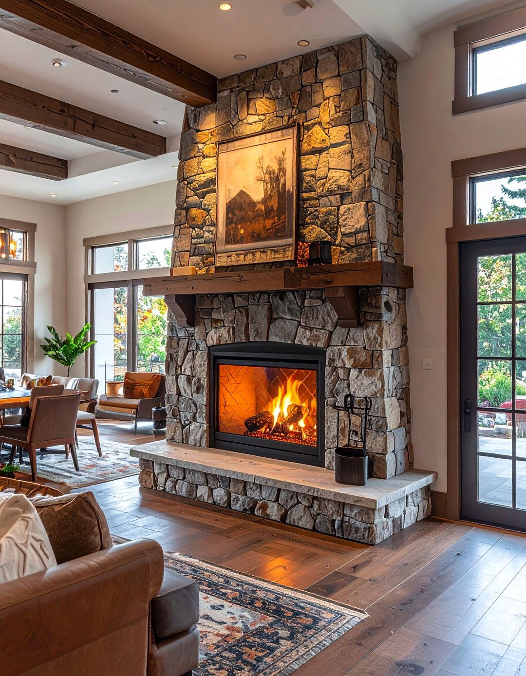 Double Sided Fireplace with Craftsman Details - 30 Craftsman-style Fireplace Ideas for a Cozy Home
