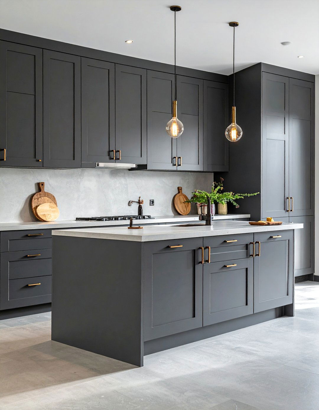 Dramatic Charcoal Gray Painted Kitchen Cabinets - 40 Painted Kitchen Cabinet Ideas to Refresh Your Space
