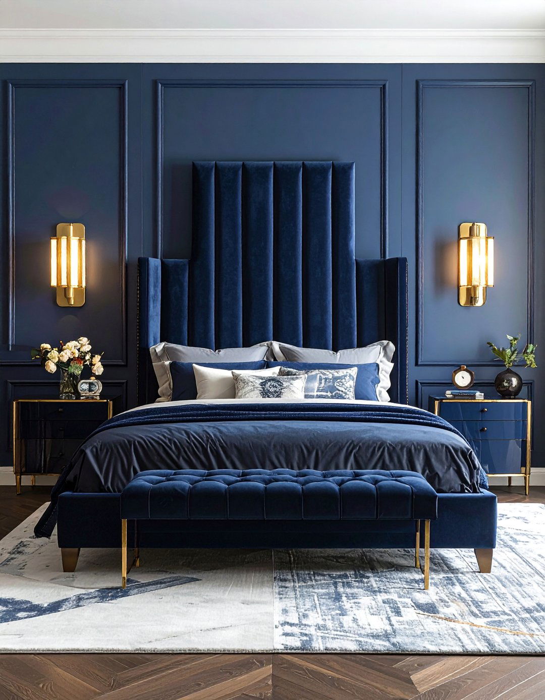 Dramatic Upholstered Headboards - 30 Art Deco Interior Design Ideas for a Glamorous Home