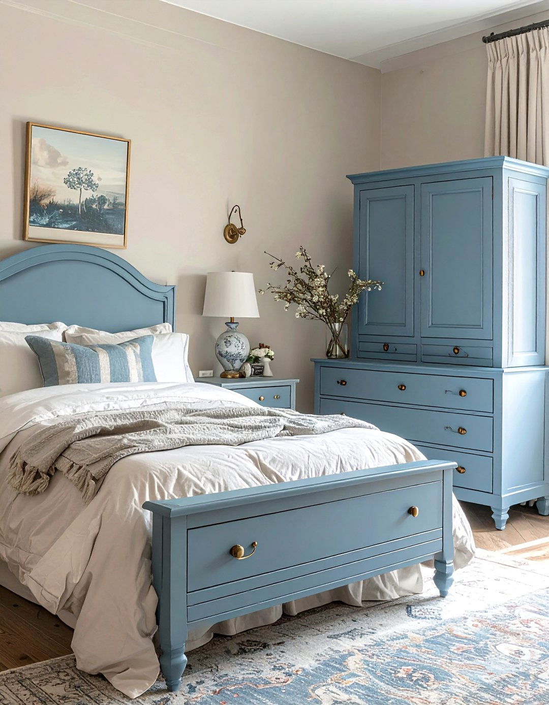 Dusty Blue Painted Furniture - 40 Blue Bedroom Ideas for a Serene and Relaxing Atmosphere