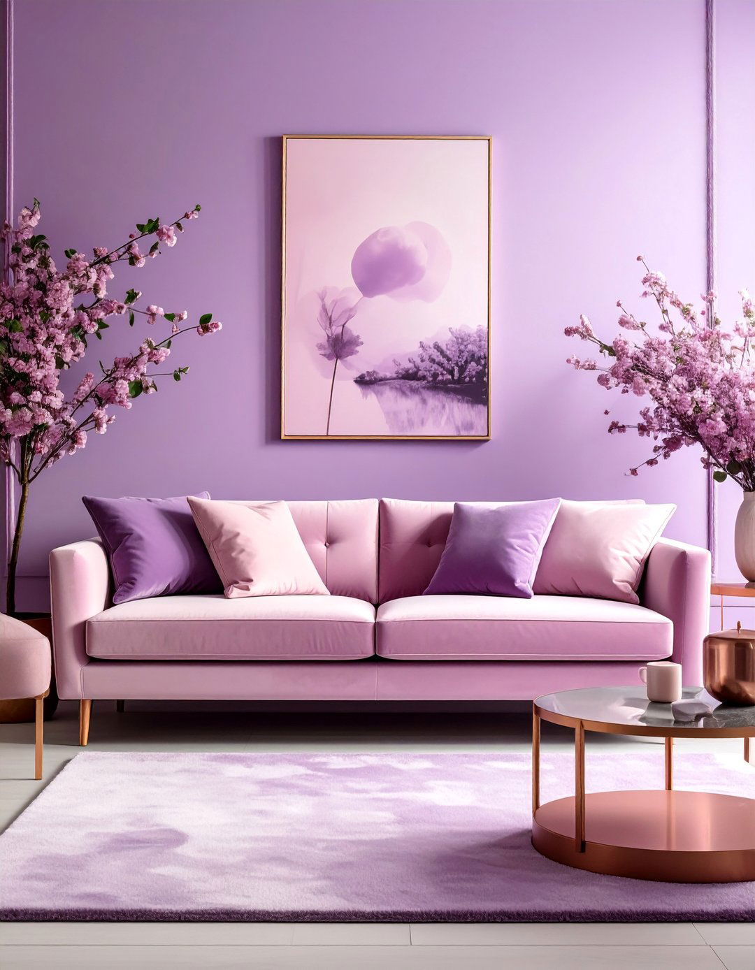 Dusty Rose and Soft Purple Tones - 25 Purple Living Room Ideas for a Luxurious Vibe