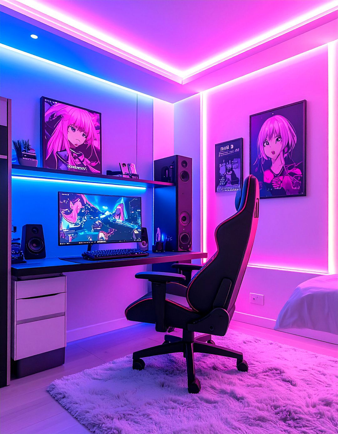 E Girl Aesthetic Room with Neon Lights - 40 Aesthetic Room Ideas for a Stylish Home
