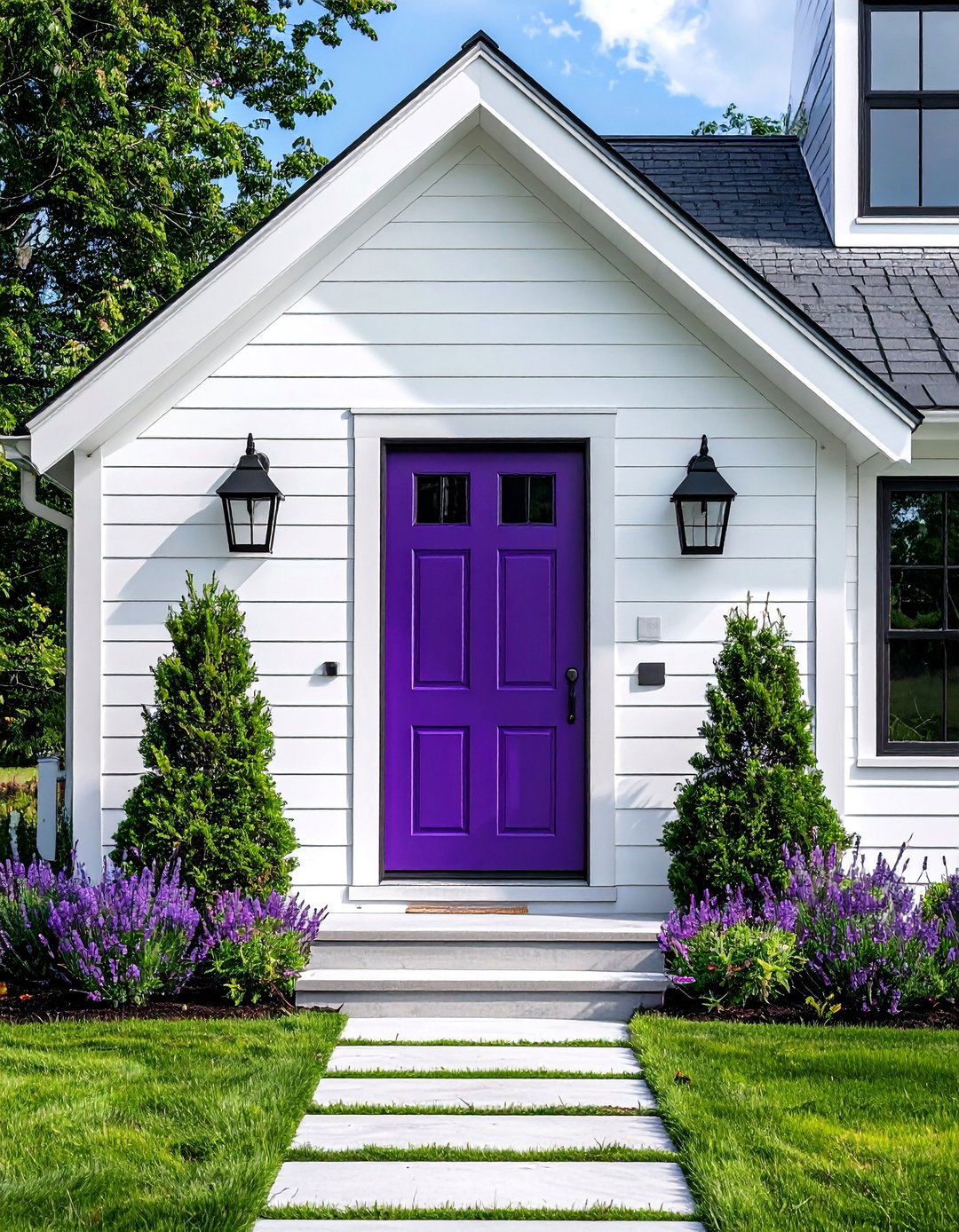 Eggplant Purple Front Door for a Modern Farmhouse - 20 Purple Front Door Ideas for a Bold Entrance