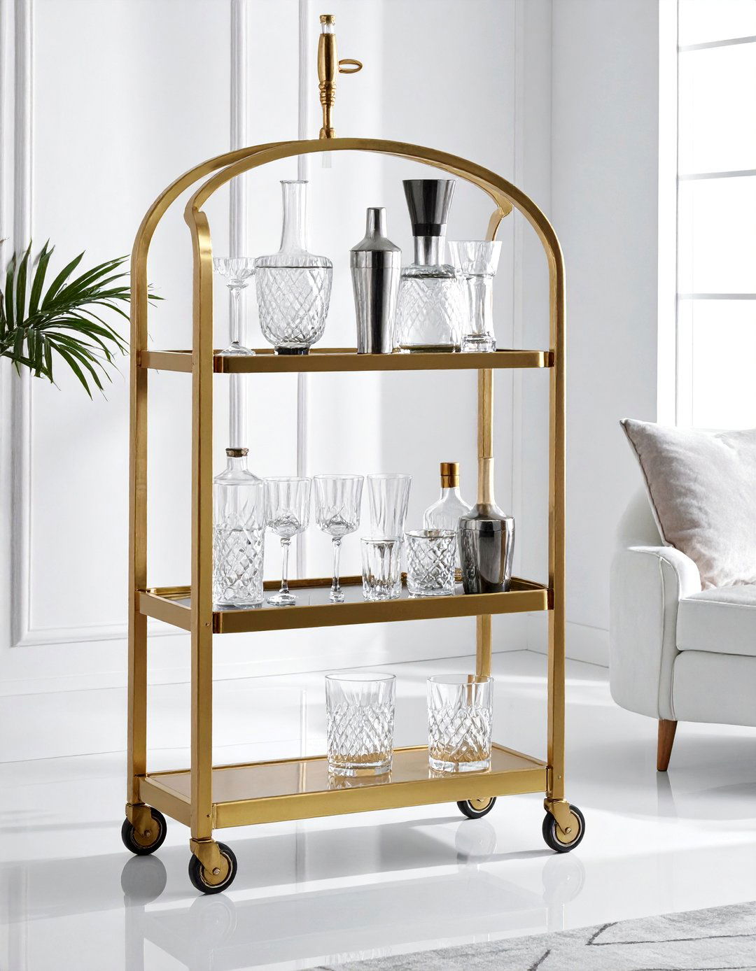 Elegant Bar Carts with Metallic Finishes - 30 Art Deco Interior Design Ideas for a Glamorous Home