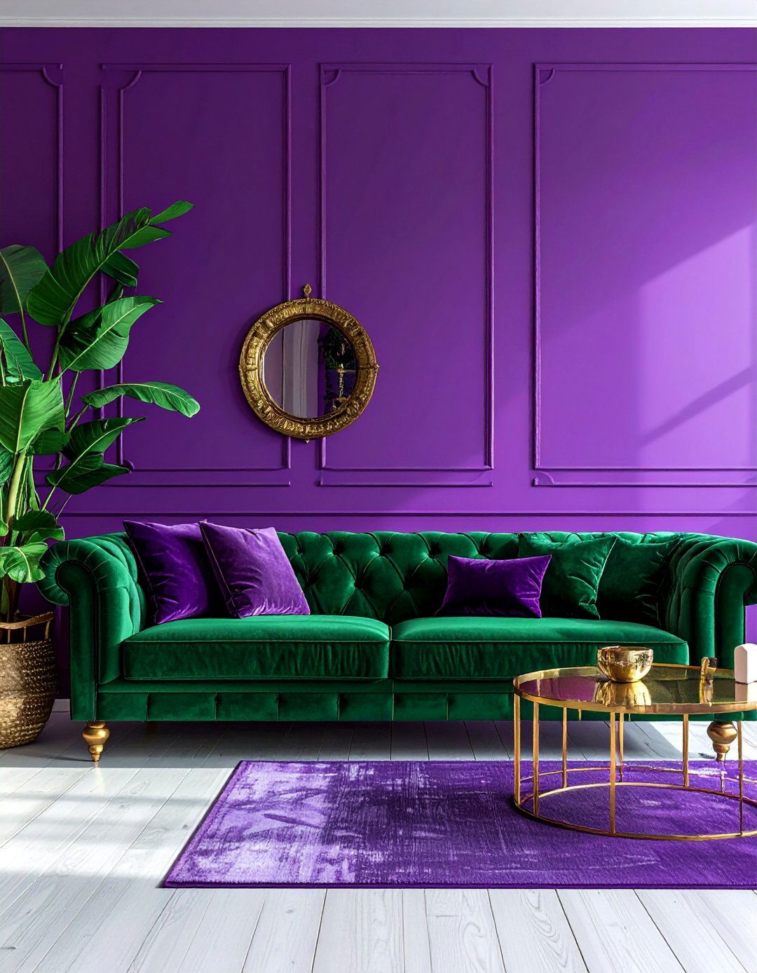 Emerald Green and Purple Living Room - 25 Purple Living Room Ideas for a Luxurious Vibe
