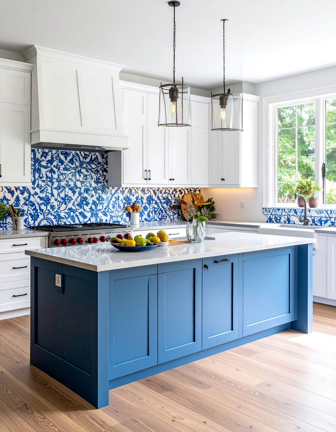 Encaustic Look Cement Tile Backsplash - 25 Backsplash Ideas for White Cabinets and Granite