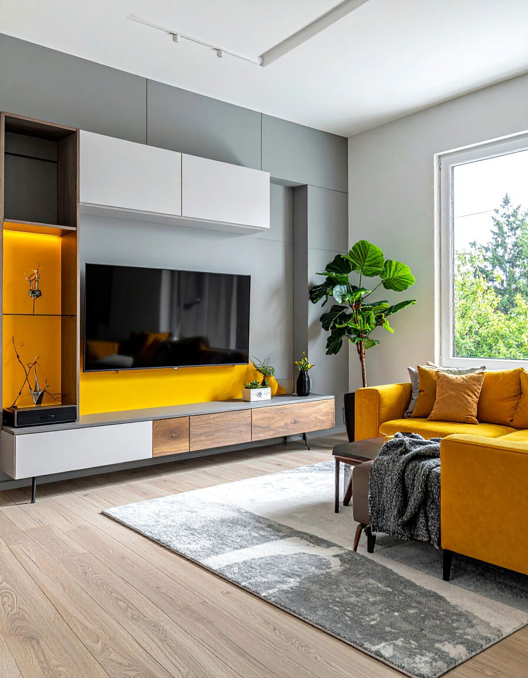Entertainment Center Workspace - 30 Desk in Living Room Ideas for a Functional Space