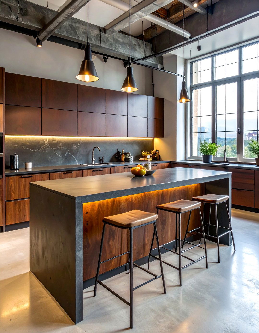Espresso Brown Cabinets with Black Concrete Countertops - 20 Kitchen with Brown Cabinets and Black Countertops