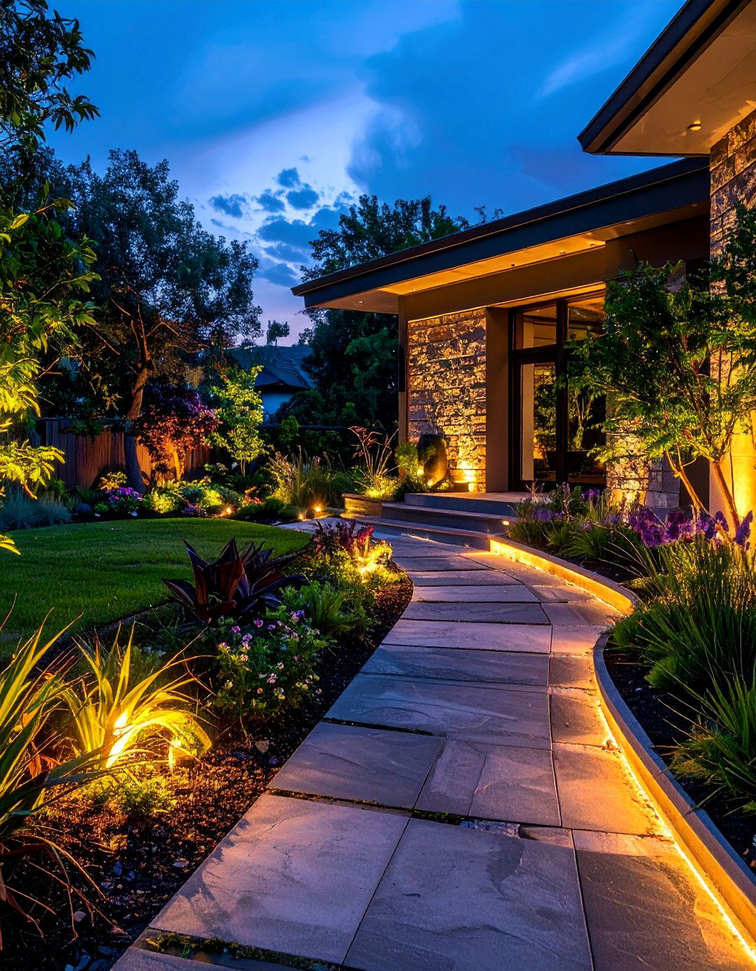 Evening Lighting Landscape Design - 40 Backyard Ideas to Transform Your Outdoor Space