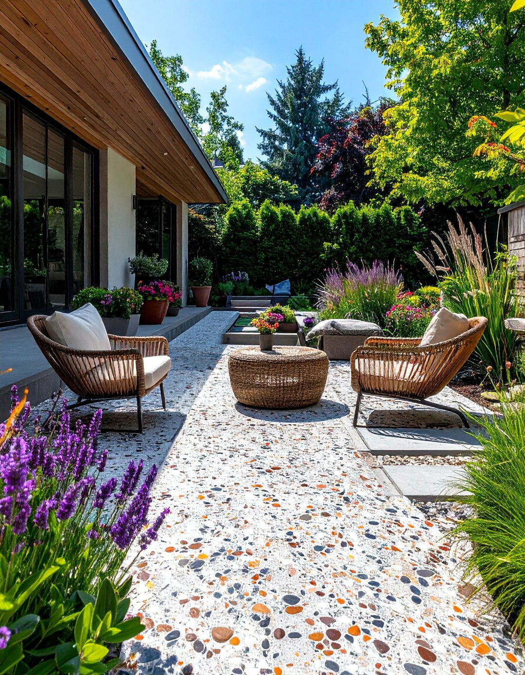 Exposed Aggregate Concrete Patio for Texture - 40 Concrete Patio Ideas for a Modern and Durable Outdoor Space
