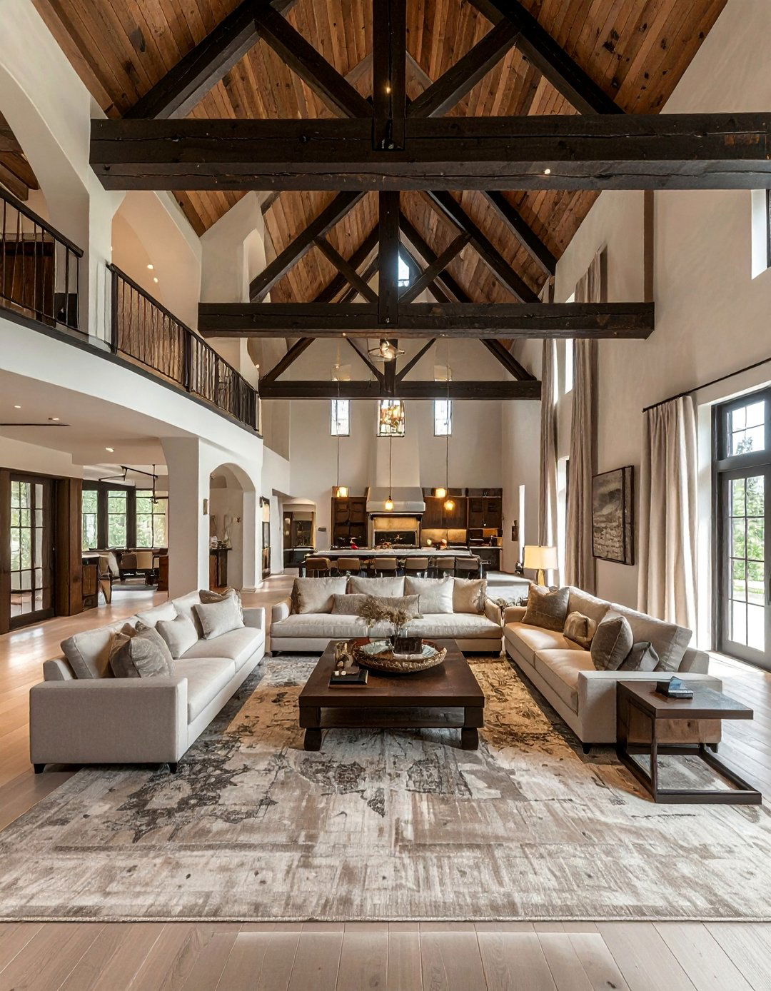 Exposed Beam Living Room in a Cathedral Ceiling - 25 Exposed Beam Living Room Ideas for Rustic Charm