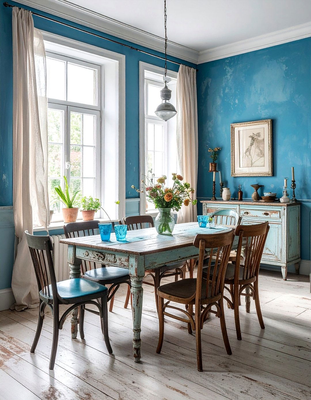 Faded Blue for a Vintage Look - 40 Blue Dining Room Ideas for a Serene Space