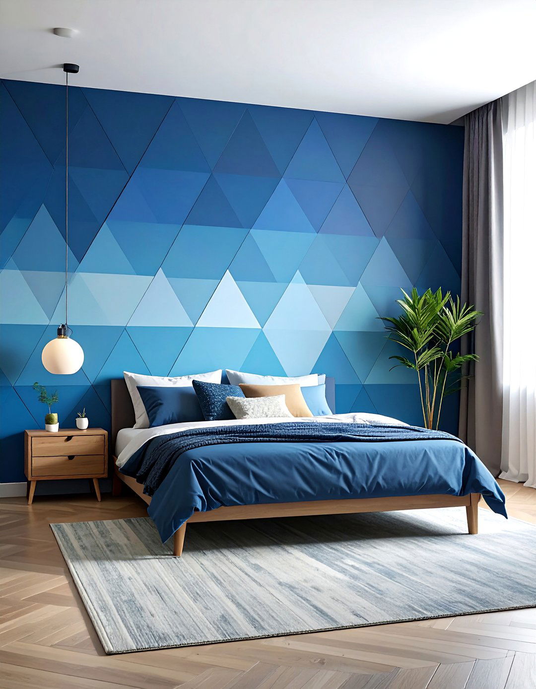 Faded Ombre Geometric Accent Wall - 25 Geometric Accent Wall Ideas for Modern Spaces