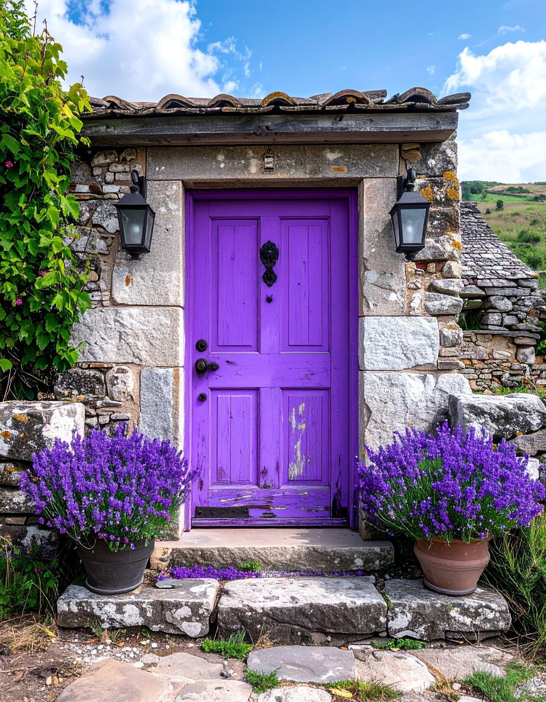 Faded Violet Purple Front Door for a Vintage Look - 20 Purple Front Door Ideas for a Bold Entrance