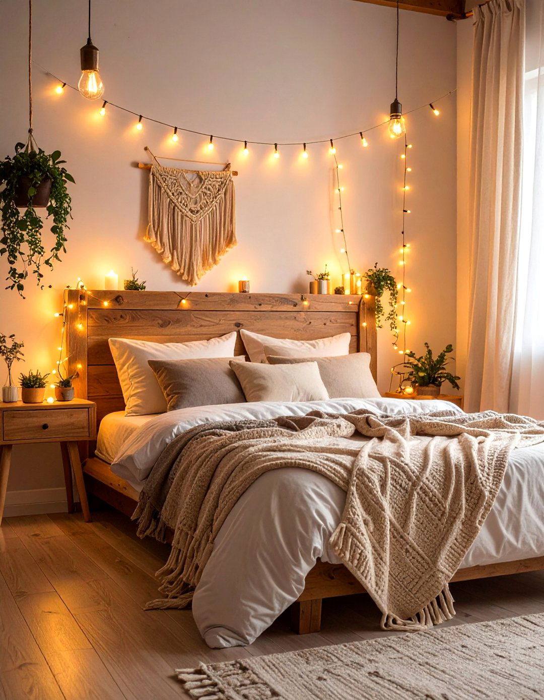 Fairy Lights for a Magical Boho Bedroom Ambiance - 40 Boho Bedroom Ideas for a Cozy and Eclectic Retreat