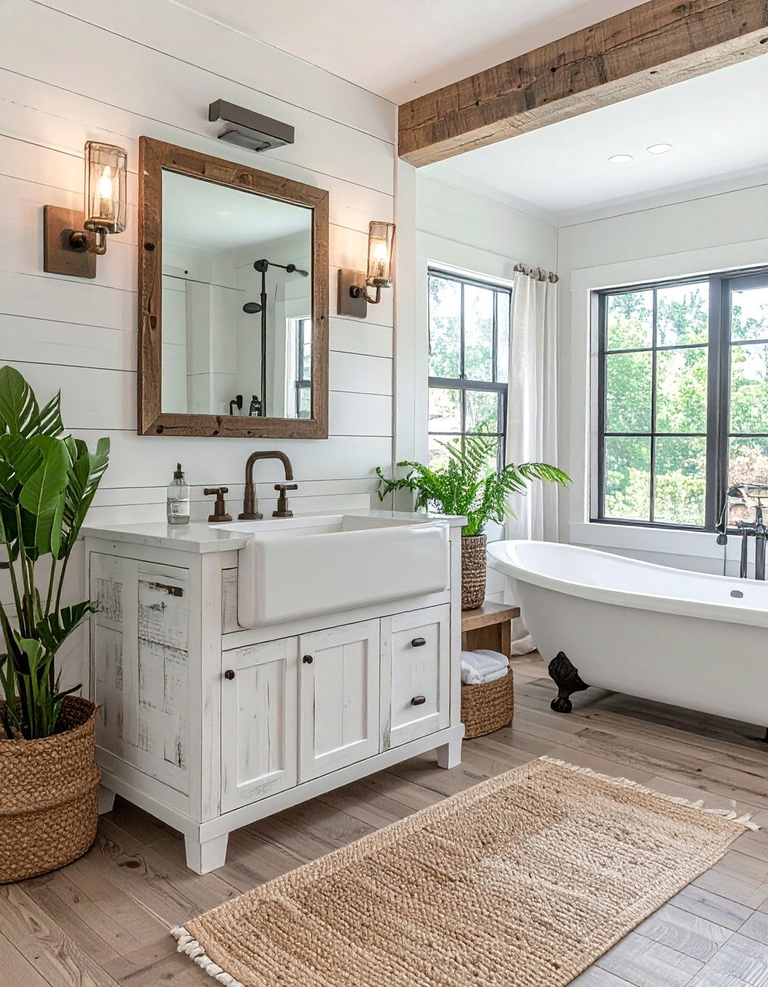 Farmhouse Style Bathroom Vanity with an Apron Sink - 40 Bathroom Vanity Ideas to Elevate Your Space