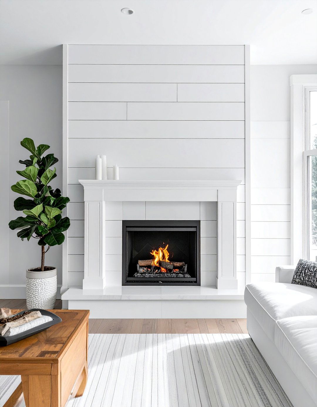 Faux Shiplap Porcelain Farmhouse Fireplace Tile - 30 Farmhouse Fireplace Tile Ideas for a Cozy Ambiance