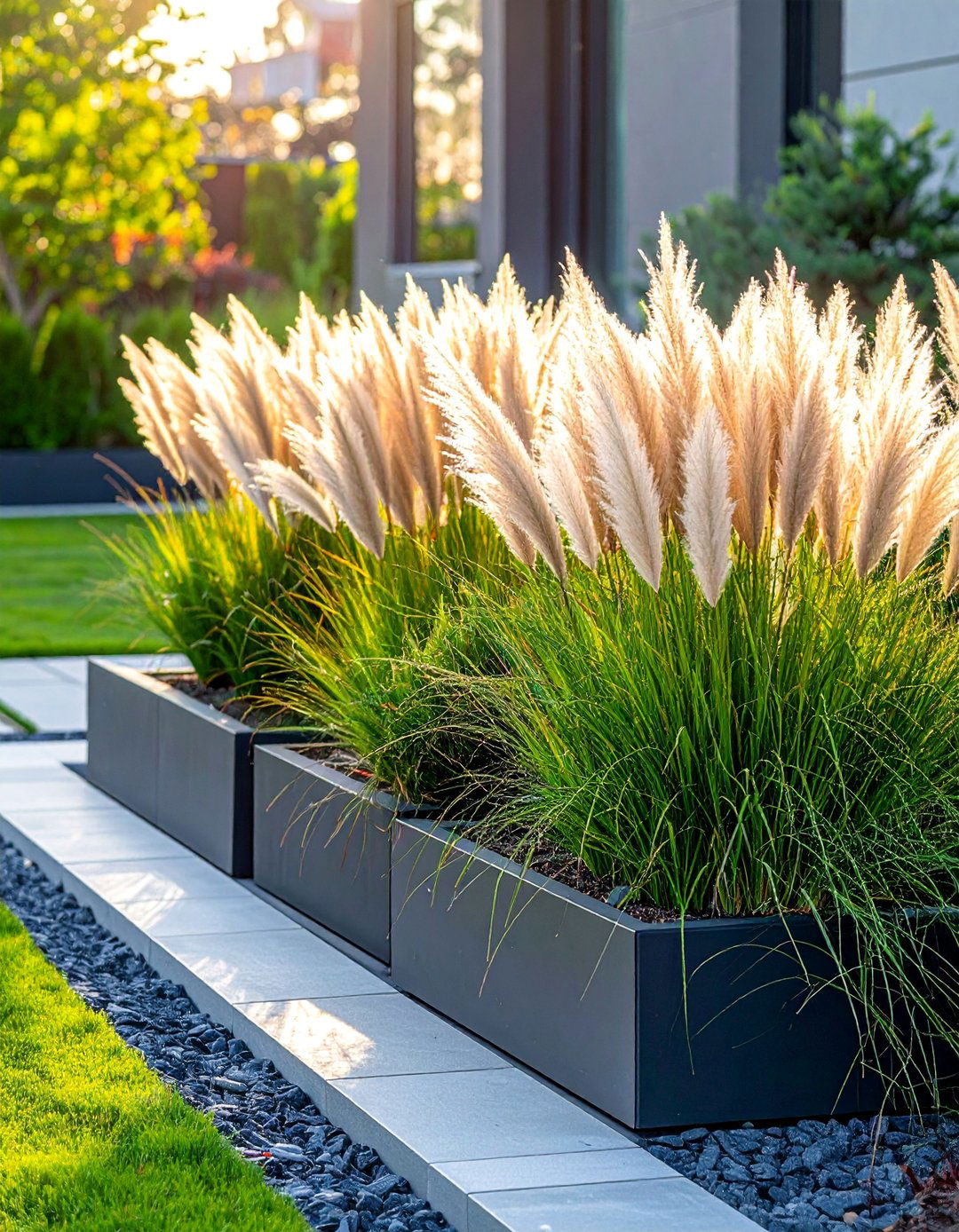 Faux Tall Grasses as Ornamental Accents - 20 Landscaping With Artificial Plants Ideas