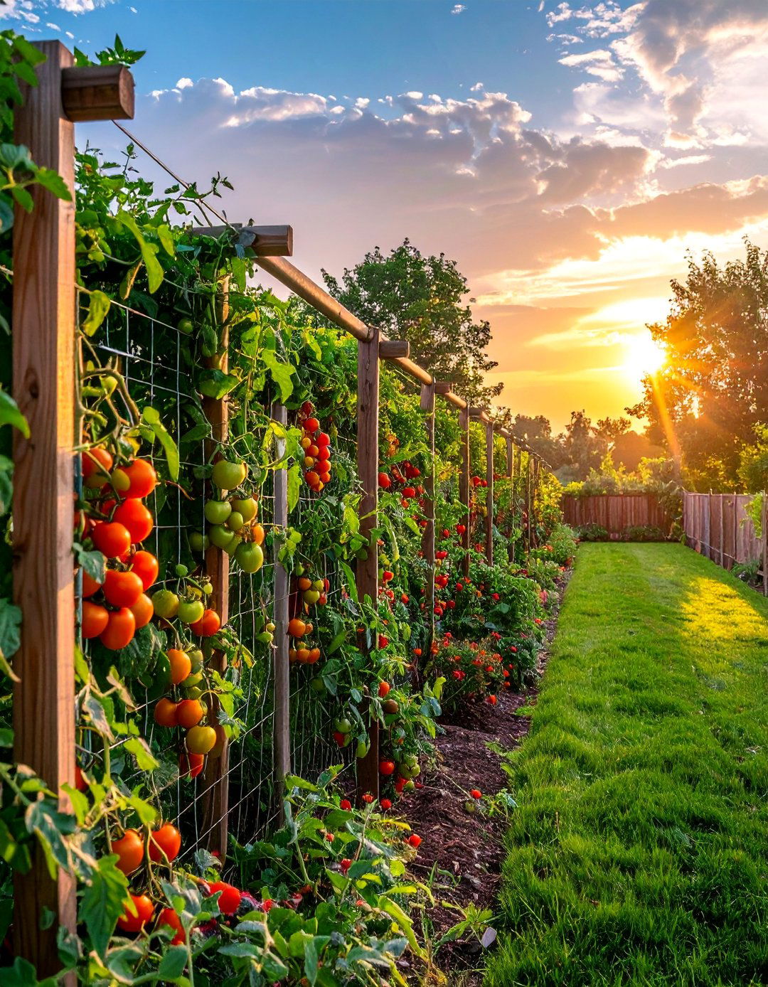 Fence Integration Design - 30 Tomato Trellis Ideas for Your Vegetable Garden
