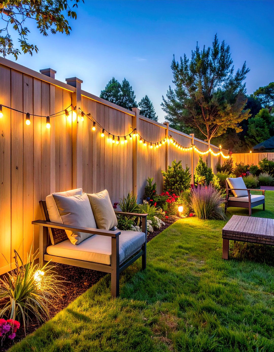 Fence Perimeter Border Lighting - 40 Patio String Light Ideas to Illuminate Your Nights