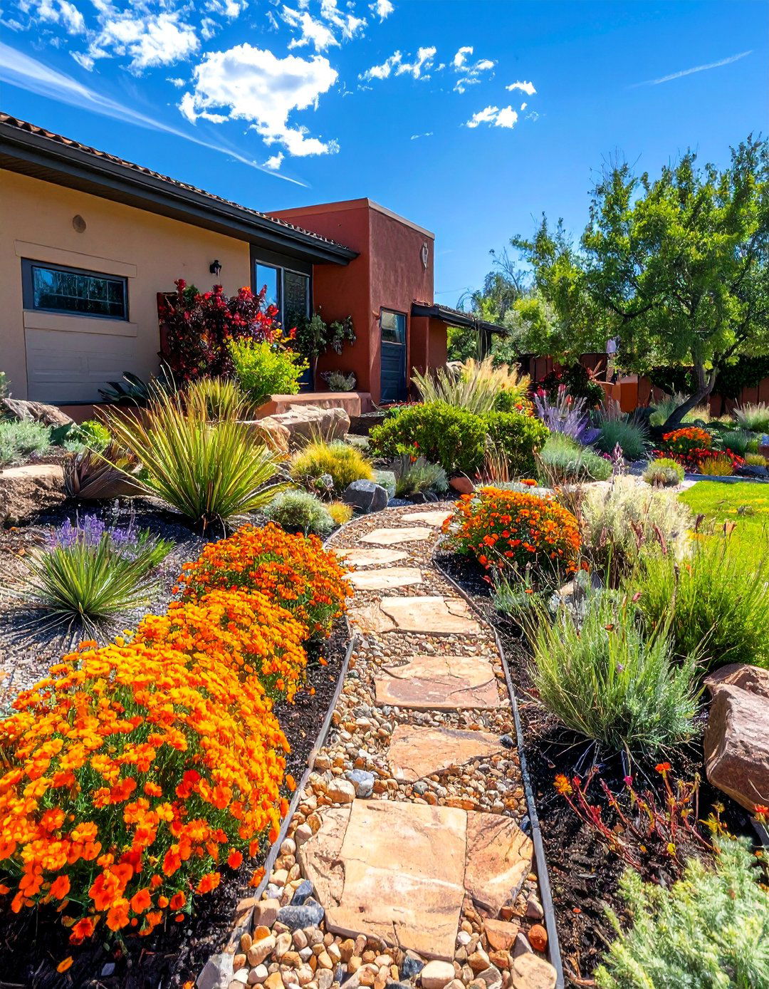 Fire Resistant Landscape Design - 30 Front Yard Landscaping Ideas With Rocks and Mulch