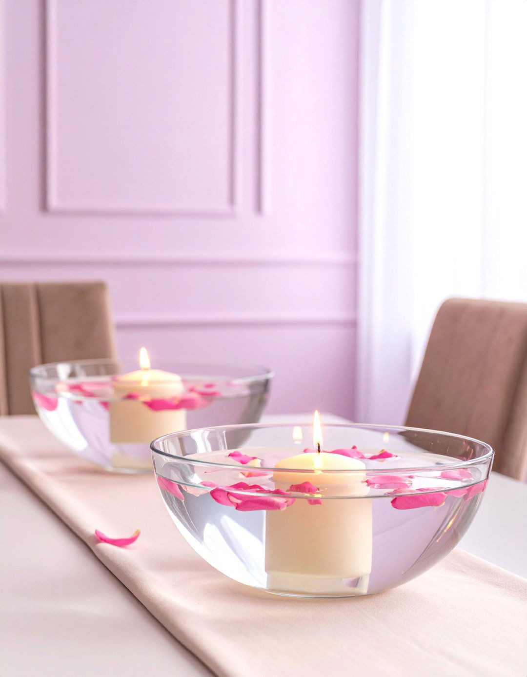 Floating Candle and Flower Bowl Centerpieces - 20 Housewarming Decoration Ideas for a Warm Welcome