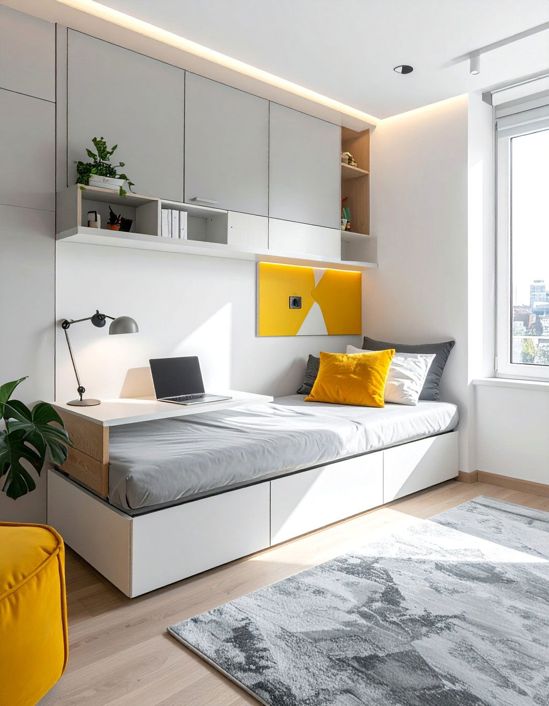 Floating Desk Trundle Bed Layout - 30 Office Guest Room Ideas for a Functional Space
