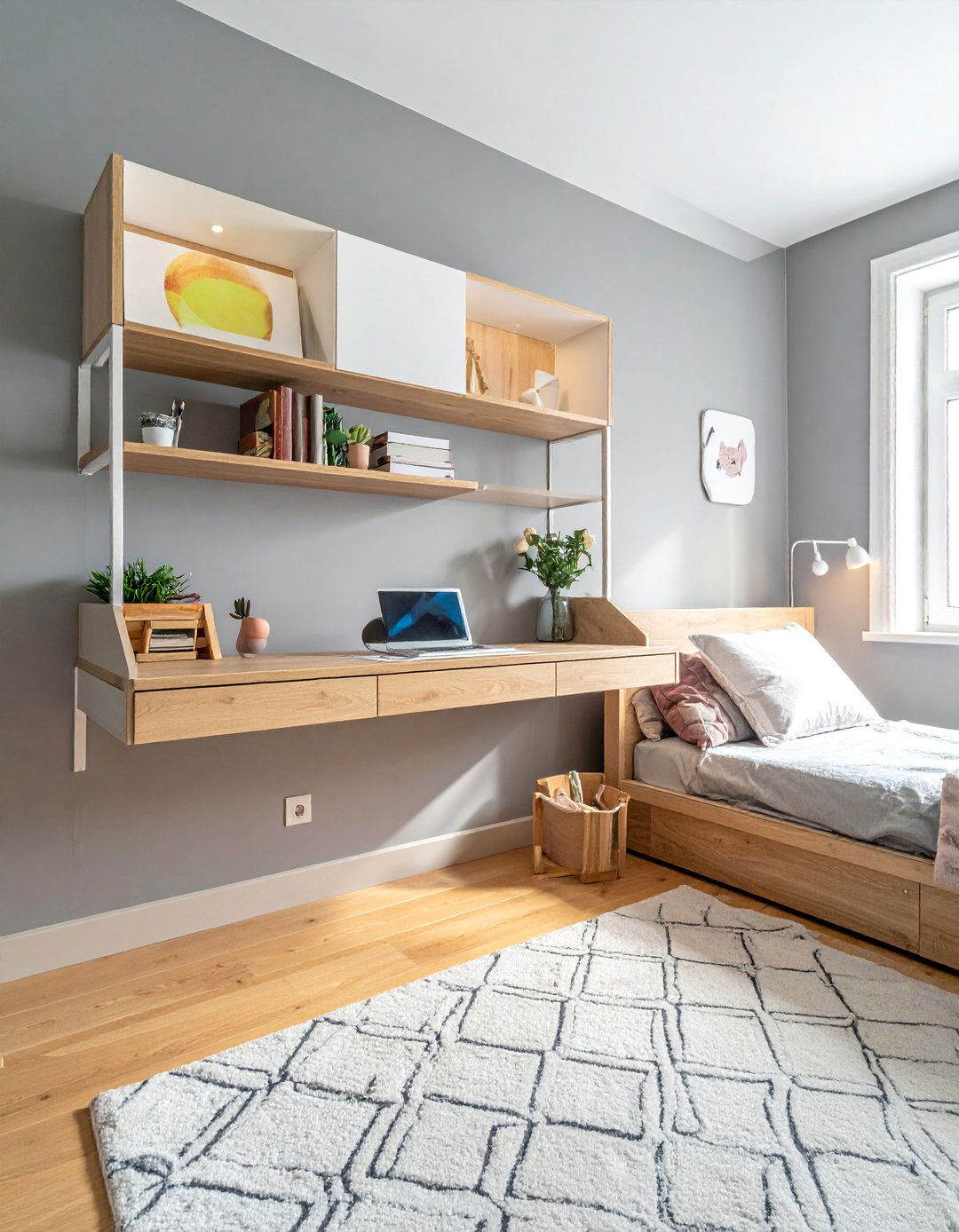 Floating Desk and Shelving Unit - 40 Teenage Girl Bedroom Ideas for a Stylish and Personal Space