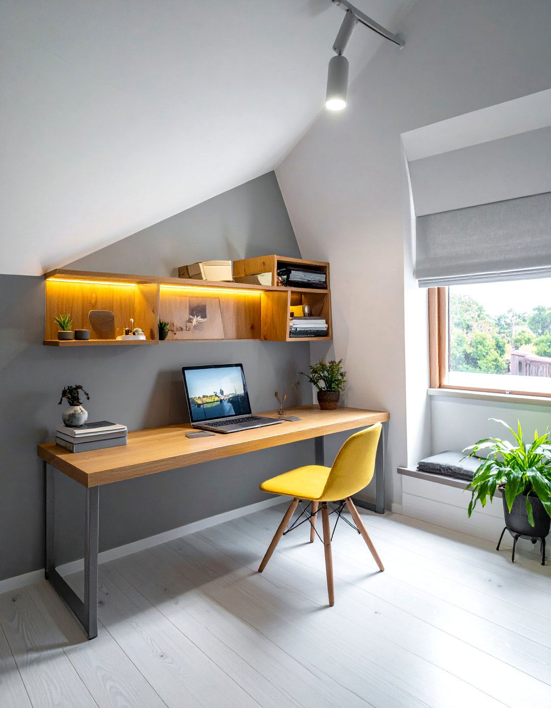 Floating Desks and Shelving Units - 30 Low Ceiling Small Attic Room Ideas for Cozy Spaces