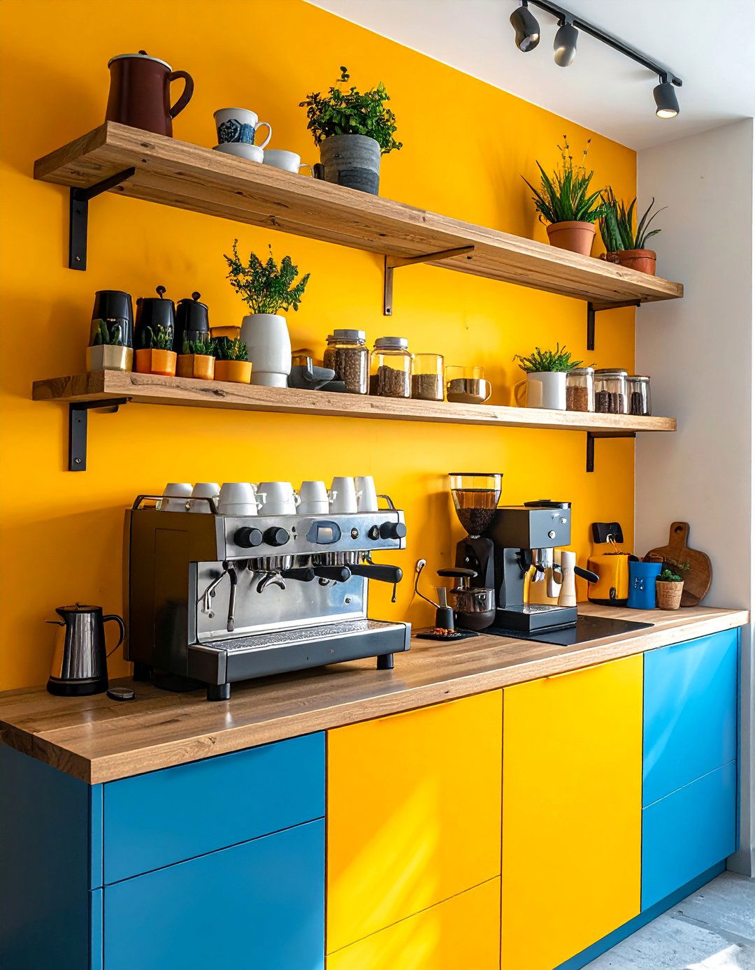Floating Shelf Coffee Display - 40 Coffee Bar Ideas to Elevate Your Home Brewing Station
