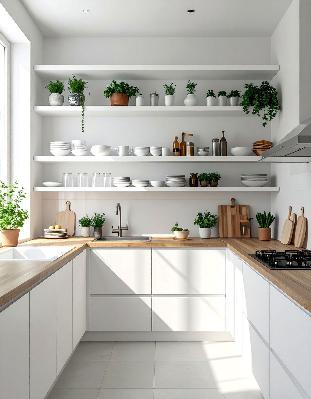 Floating Shelf Display - 30 Budget-Friendly Small Galley Kitchen Ideas