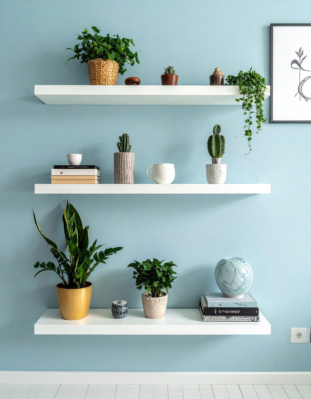 Floating Shelves as a Focal Point in Small Terraced House Living Rooms