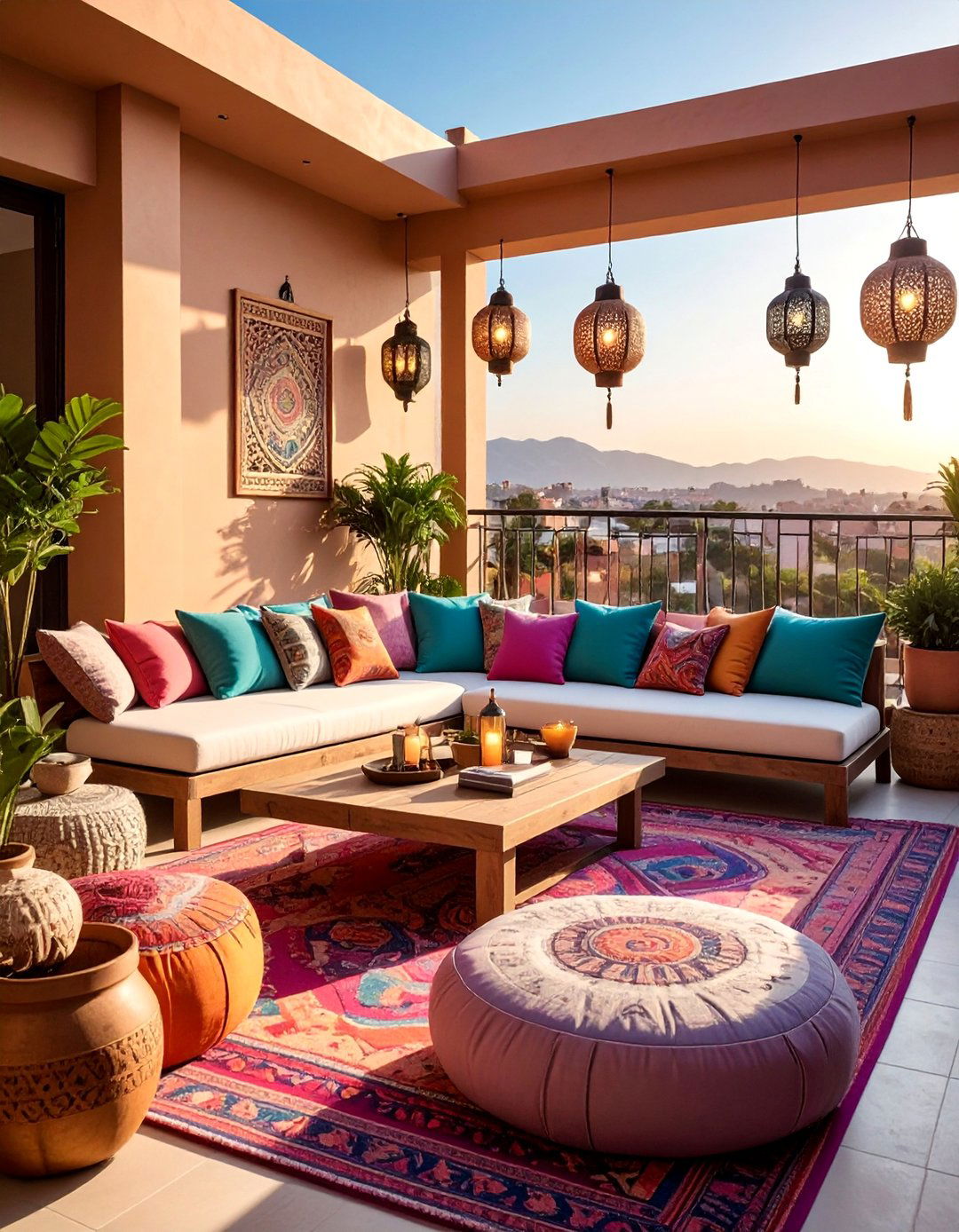 Floor Cushion Lounge - 30 Small Balcony Ideas to Maximize Your Space