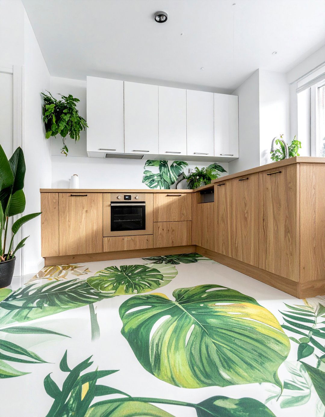 Floral and Botanical Linoleum Kitchen Flooring - 20 Linoleum Kitchen Flooring Ideas for a Chic Look