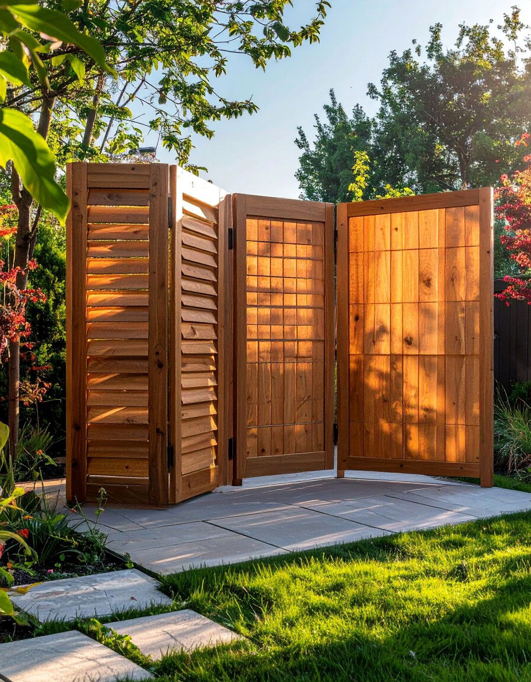 Folding Wooden Privacy Screen Panels - 30 Outdoor Privacy Screen Ideas for Your Backyard