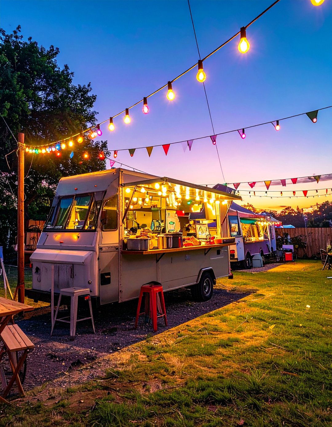 Food Truck Festival Atmosphere - 40 Patio String Light Ideas to Illuminate Your Nights