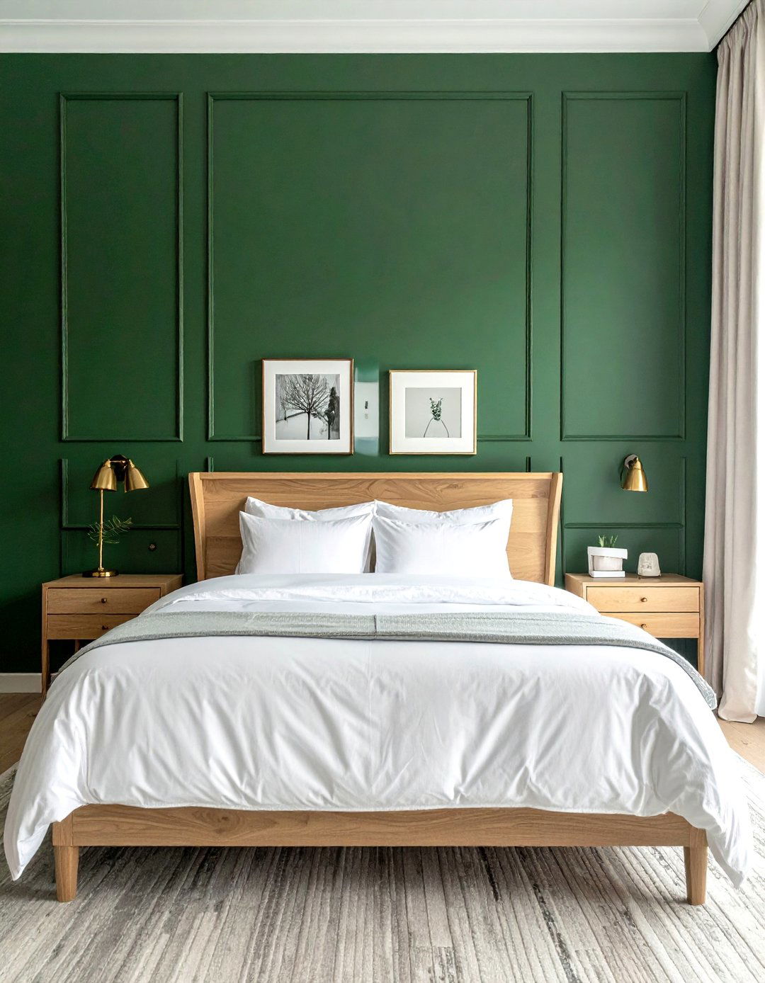 Forest Green Accent Wall Behind a Bed - 40 Dark Green Accent Wall Ideas for Bold Spaces