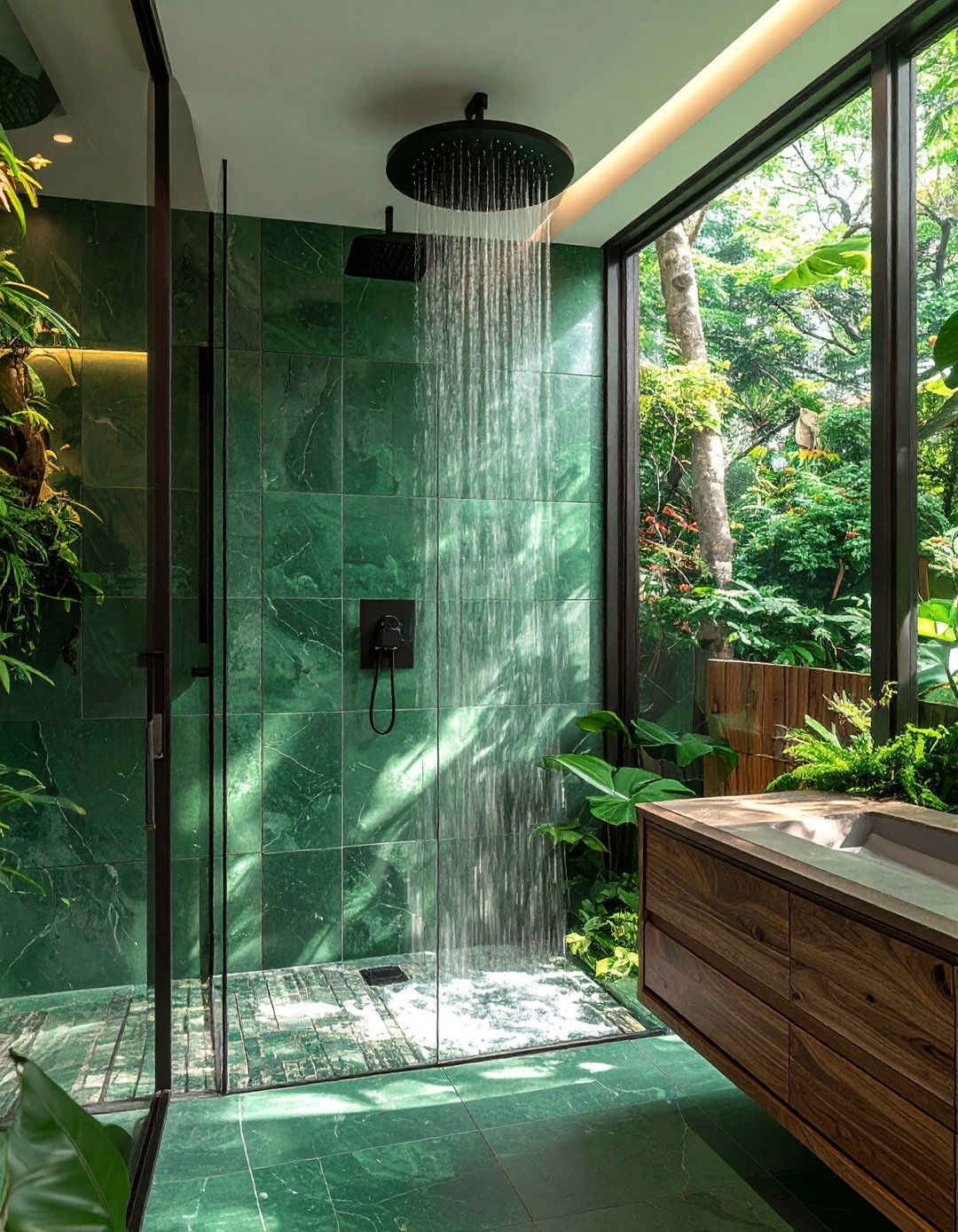 Forest Green Large Format Tile Bathroom - 25 Green Tile Bathroom Ideas for a Fresh Look