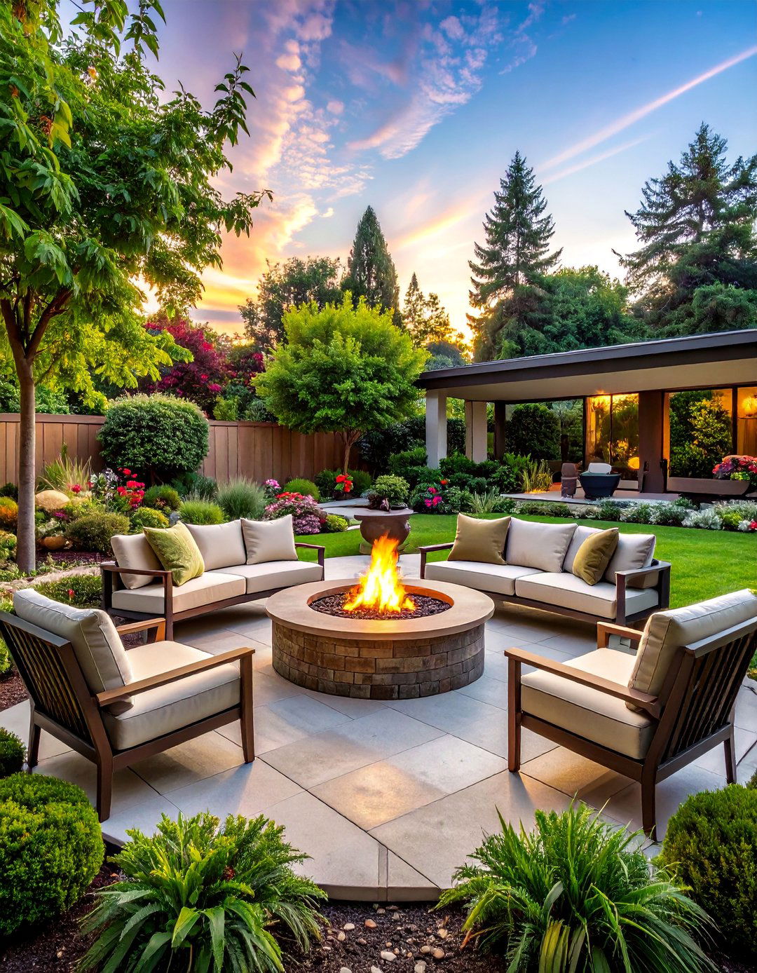 Formal Garden Fire Feature Integration - 20 Front Yard Fire Pit Ideas for Cozy Evenings