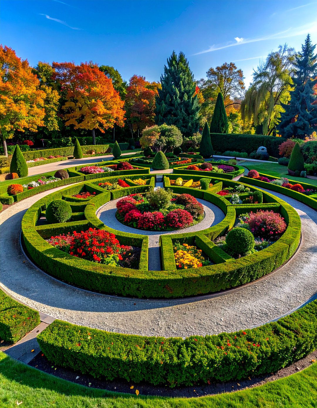Formal Geometric Parterre - 30 Circular Driveway Landscaping Ideas for Your Home
