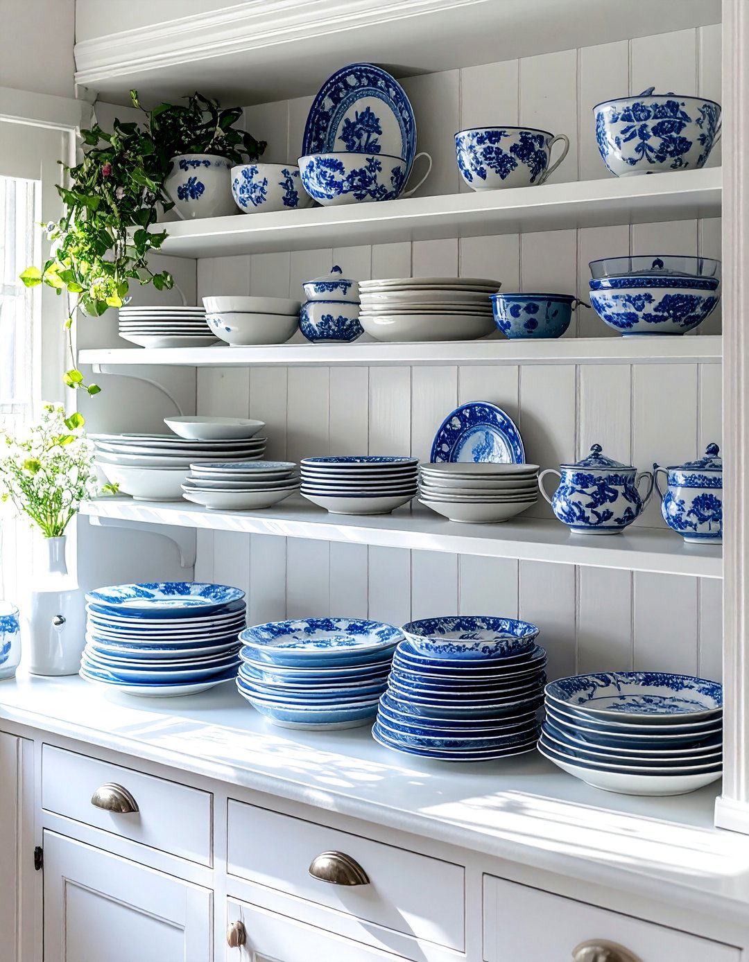 French Country Open Shelving with Vintage China - 30 French Country Decor Ideas for a Charming Home