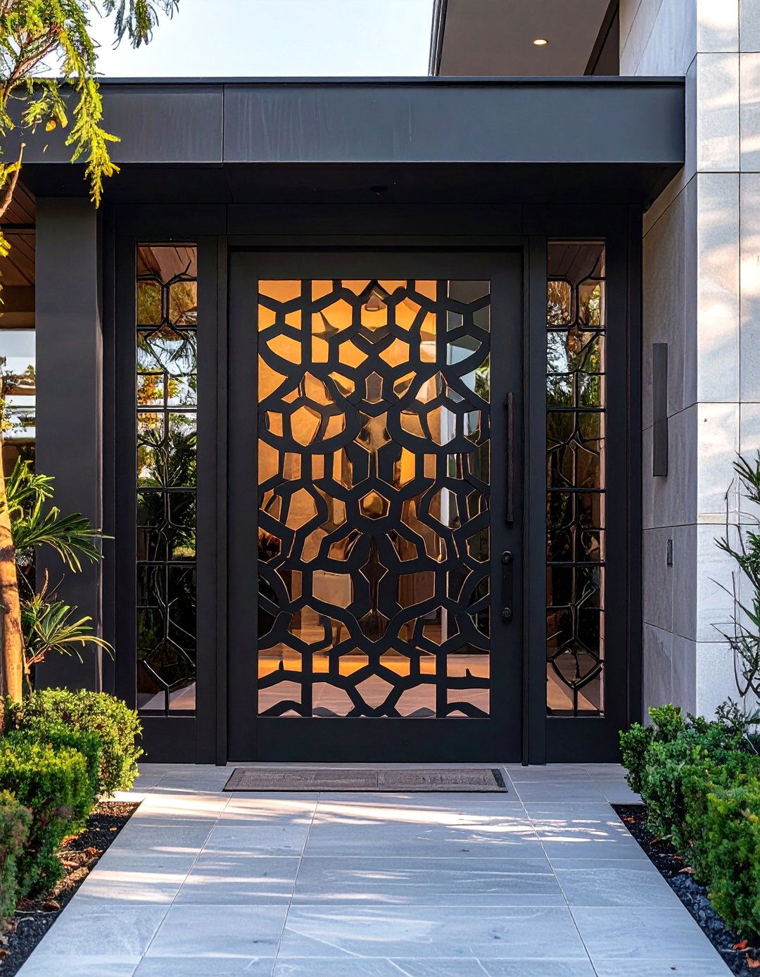 Front Door Gate with Geometric Patterns - 20 Front Door Gate Ideas to Boost Curb Appeal